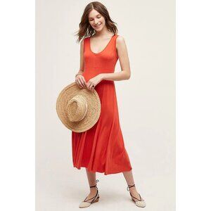 Anthropologie Maeve Women's Sleeveless Abroad Dress" Midi Dress Orange Size XS
